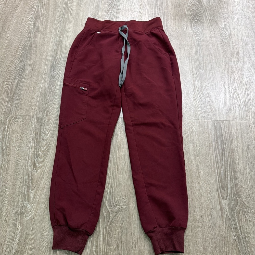 Figs Scrub Pants Womens XXS/P Burgundy Zamora Jogger High Waist PO#1777